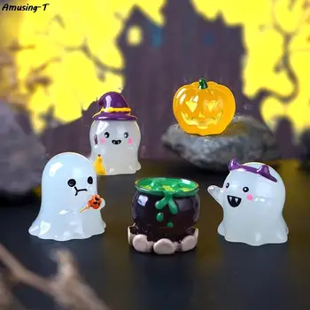 6Pcs/set Svietiace Halloween Ornament Cartoon Sprievodca Tekvica Lektvar Ghost Bábika Micro Krajiny Dekorácie domček pre bábiky Miniatúrne Hračky - Obrázok 2  