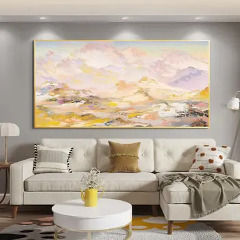 Veľké Abstraktné Krajiny Olejomaľba Na Plátne Horských Maľovanie Obývacia Izba Domova Spadajú Scenérie Maľovanie Moderné Nástenné Art - Obrázok 1  