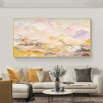 Veľké Abstraktné Krajiny Olejomaľba Na Plátne Horských Maľovanie Obývacia Izba Domova Spadajú Scenérie Maľovanie Moderné Nástenné Art - Obrázok 2  