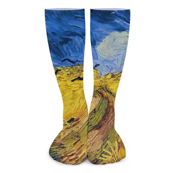 Vincent Van Gogh Ponožky Wheatfield s Vrany kórejský Pančuchy Jeseň Non Slip Žena Ponožky Mäkké Vlastné Vonkajšie Ponožky - Obrázok 1  