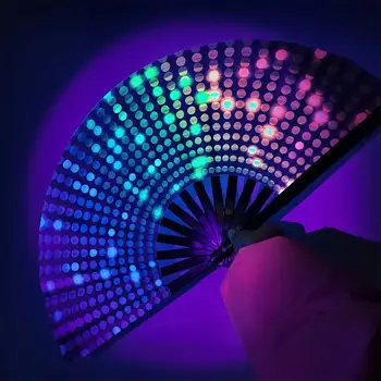 Farebné Reflexné Skladacia Ventilátor Gradient Magic Mäkké Vlákna Tkaniny Ventilátor 33 cm Veľký Fanúšik Kung Fu UV Žiarivka, Skladacie Tanečné Party - Obrázok 1  