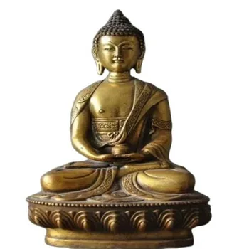 staré tibetský budhizmus mosadz pozlátené Medicíny Buddha šakjamúni Šákjamuni socha - Obrázok 1  