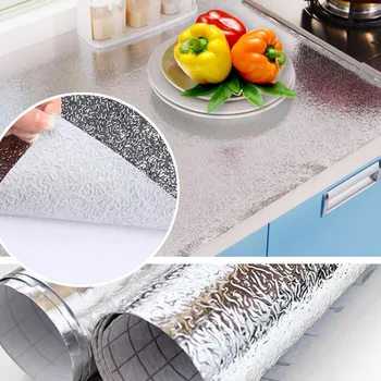 Kuchyňa olej-dôkaz nálepky pribrala anti-zablokovať vysokým teplotám hliníkovej fólie vodotesná skrinka kontakt tapety - Obrázok 1  