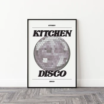 Eklektický Disco Kuchyňa Tanečnej Hudby Plagát a Vytlačí Vintage Typografii Wall Art Obraz na Plátne Maľovanie Bar Obývacia Izba Dekor - Obrázok 1  
