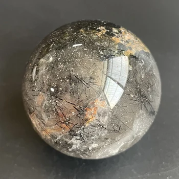 162g Prírodný Kameň Čierny Quartz Rutilated Crystal Ball Polished Quartz Reiki Liečenie Prútik Bod Izba Dekor Z1393 - Obrázok 1  
