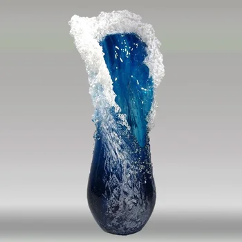 Morské Vlny Váza Oceanic Modrá Živice Ručné Remeslá Suché Kvetináče Domáce Dekorácie Príslušenstvo - Obrázok 1  
