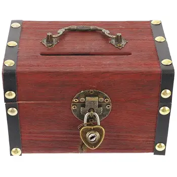 Veľké Drevené Prasiatko Safe Money Box S Organizátor Zámok Legendárny Poklad Hnedá - Obrázok 1  