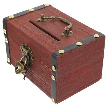 Veľké Drevené Prasiatko Safe Money Box S Organizátor Zámok Legendárny Poklad Hnedá - Obrázok 2  