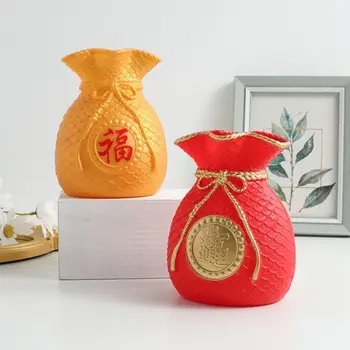 Zlaté Červená Šťastie Fu Peniaze Taška Tvar Vázy Plastové Ozdoby Čínsky Štýl Šťastie Kvetinové Vázy Domov Svadobné Dekorácie, Ozdoby - Obrázok 1  