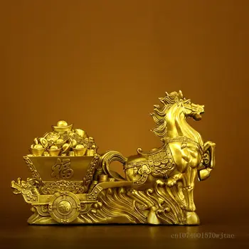 Kreatívne Medi Šťastie Zvierat Kôň Socha Vytiahnuť Yuanbao Socha Feng Shui Výzdoba Domov Obývacia Izba Štúdia Obchod Otvorenia Dekorácie - Obrázok 2  