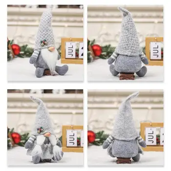 Šťastie Gnome Ornament Ručne Vyrábané Vianočné Sivá Gnome Bábika Slávnostné Pointy Klobúk Bradu Vrkoč Roztomilý Anonymný Návrhu Vianoce - Obrázok 2  