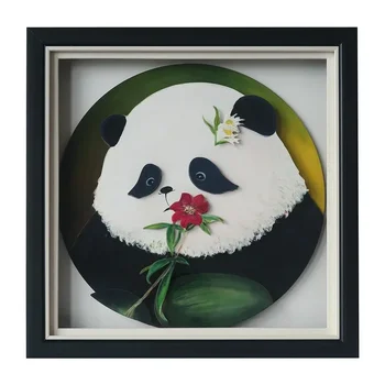 3D Obraz Zarámované Dekoratívne Olejové Maľby Panda Hua je Kvetinové Dekorácie Obrázky, Kresby, Maľby Domova - Obrázok 1  