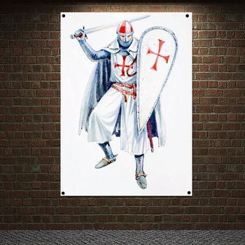 Rytieri Templar Brnenie Retro Plagáty Gobelín HD Tapety Domova Vintage Crusader Bannery Vlajky Stene Visí Ozdoby N6 - Obrázok 1  