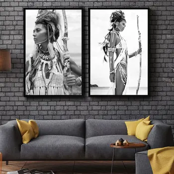 Indická Žena Nordic Plagát Dievča Wall Art Plátno Maľovaní Plagátov A Potlačou Obrazov Na Stenu Pre Obývacia Izba Domova Bez Rámu - Obrázok 1  