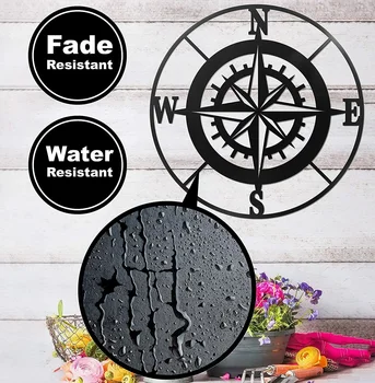 Žehlička Remesiel, Námorný Kompas Stenu Decor –Black Metal Kompas Vonkajšie Steny Umenie Námorných Dekor - Obrázok 2  