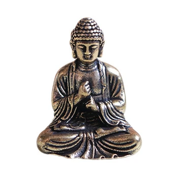Mini Sochu Budhu Bronzovú Sochu Budhu Čínsky Budhizmus Čistej Medi Bronzovú Sochu Budhu Šakjamúni - Obrázok 1  
