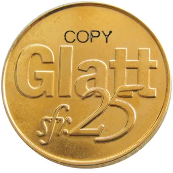 Švajčiarsko Glatt 25 Frs Pozlátené Tvorivé Kópiu Mince - Obrázok 2  