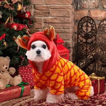 Čínsky Nový Rok Psa Dragon Kostým Kabát Oblečenie Zimné Pet Šaty, Oblek Yorkie Pomeranian Bišonika, Pudel, Bradáče Oblečenie - Obrázok 2  