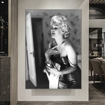 Známeho diela Maľby Čiernej a Bielej Marilyn Monroe Plátno, Tlač Plagátu Výstavná Sieň Módne Závesné Maľovanie Obývacia Izba Domov - Obrázok 2  