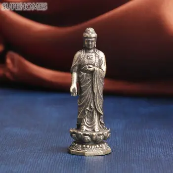 Retro Lotus Sochy Guanyin Tathagátu Čistej Mosadze Tathagáta Budha Socha Lotus Guanyin Mosadzná Socha Budhu Domova - Obrázok 1  