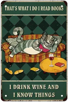 Kávu Preto, že Vražda je Zle' Stenu Decor Znamenie,Zábavné Black Cat Tin Znamenie,Vintage Retro Plagátu Obrazy Cute Cat&Coffee Domov Posteľ - Obrázok 1  