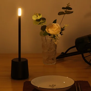 Bezdrôtový Sviečka Tabuľka Svietidlo Nabíjateľné LED Stolná Lampa Dotyk Svetla Steplless Stmievanie Štýlový Vzhľad stolové lampy pre spálne - Obrázok 1  