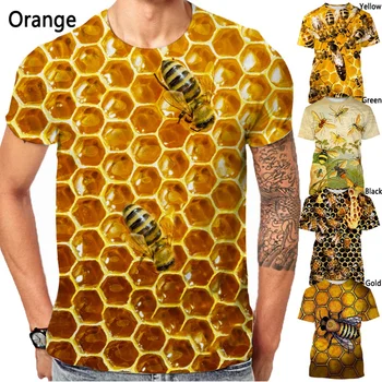 Honey Bee 3D T-shirt pánske a dámske Letné Módy Bežné Krátke rukávy Zvierat Tričko Vytlačiť T-shirt - Obrázok 2  
