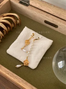 LONDANY earringsQins francúzsky romantický strapec pearl náušnice dlhé ženské asymetrický kvetinový náušnice - Obrázok 1  