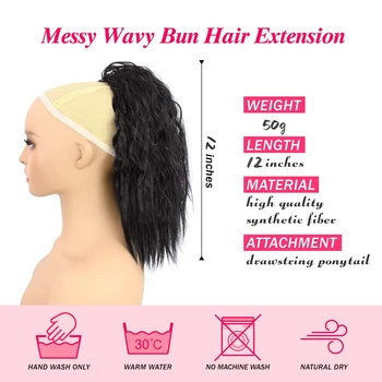Awahair Syntetické Šnúrkou Chvost Krátky Kinky Afro Kučeravé Vlasy Rozšírenie Prírodné Vlny Načechraný Copu Hairpiece Pre Ženy - Obrázok 2  