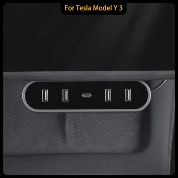 Pre Tesla Model 3 Y 27W Rýchlu Nabíjačku USB Vypínacia Hub Inteligentné Rýchle Nabíjanie 4 v 1 Typ-C Micro Model3 y Príslušenstvo - Obrázok 1  