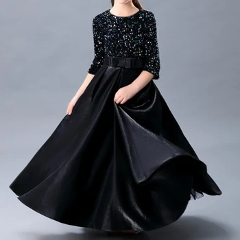Francúzsky Elegantný Štíhly Polovičný Rukáv Klasické O Krk Večerné Šaty Luxusné Ťažké Sequin Princezná Šaty Luk Jednoduché Satin Skladaný Vestidos - Obrázok 1  