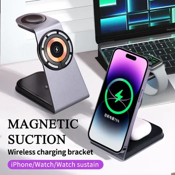 Ossky T3 3 v 1 Magnetické Bezdrôtovú Nabíjačku Stanice Stojan Transparentné Pre iPhone 12 13 14 Mini Pro Max Apple Hodinky Airpods - Obrázok 1  