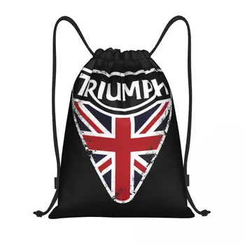 Britský Motocykel Triumps Šnúrkou Batoh Športové tašky Klasické Logo Úniu Jack String Sackpack pre pešiu Turistiku - Obrázok 1  