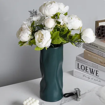 Nordic skladaný keramická váza, obývacia izba svetlo luxusné kúsky hydroponické váza domáce dekorácie miestnosti dekorácie iny jednoduché - Obrázok 2  