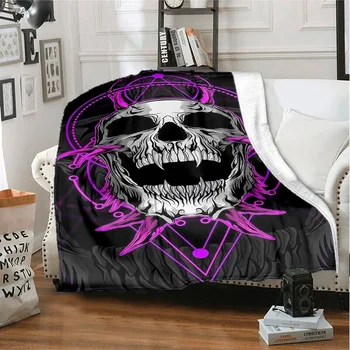 3D horor demon lebky série tlačených deku, flanelové deka kryt deka, obývacej izby, spálne, postele, gauč izolácie deka - Obrázok 1  