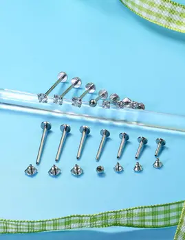 Prírubové Nechty Náušnice Rôznych Veľkostí Chirurgickej Ocele, Dlhá Tvár Krúžky Perforované Šperky pre Ženy a Mužov Stick Dĺžka 6-18 mm - Obrázok 2  