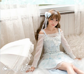 Princezná sladké lolita Candy Dážď sukne slim sukne sladký a krásne volániky čistá farba A-line mini sukne C22AB7177 - Obrázok 2  
