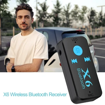 X6 Bluetooth-kompatibilného Prijímača 3.5 mm Aux Konektor USB Bezdrôtovej Audio Adaptér Handsfree Podpora TF Kariet MIKROFÓN Hovoru Mp3 Prehrávač - Obrázok 2  