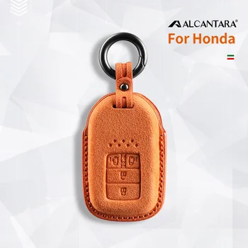 Alcantara Kľúča Vozidla Prípade Kryt Držiaka Tlačidlo Shell Pracky Pre Honda 2016-2017 CRV Pilot Dohodou Občianske 4 Tlačidlá Keychain - Obrázok 1  