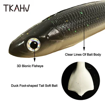 TKAHV 5 Ks 10 cm 5.5 g Bionické Oko 3D Mäkká Návnada S Kačica Palm T Chvostom Dizajn Souple Morské Účinné Umelé Rybárske Návnady - Obrázok 2  