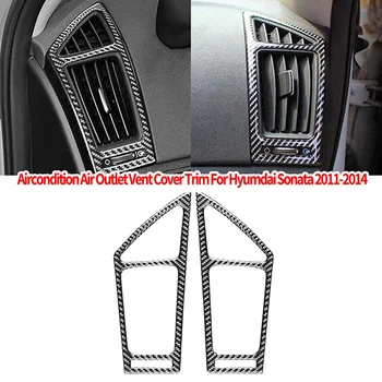 2ks/Set Auto AC odvzdušňovací Otvor Kryt Výbava Príslušenstvo Uhlíkových Vlákien Black Pre Hyundai Sonata 2011-2014 Auto Interiéru Nálepky - Obrázok 2  