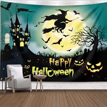 Gobelín Halloween Tekvica Iny Pozadí Závesné Látkové Spálne, Obývacia Izba Dekorácie Zdobiť Tapisérie Prispôsobenie - Obrázok 1  