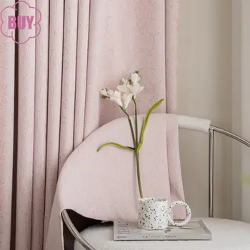 Nordic Závesy pre bývanie, Jedálne, Spálne, Moderná Vlastné Luxusné francúzske Vyšívané Čipky Ružová Princezná Izba Okno Opony - Obrázok 2  