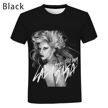 Americká Speváčka Lady GaGa Black Style Móda 3D Vytlačené T-shirt Muži/ženy Príležitostné Letné Nadrozmerné Hip Hop Štýl Tričko - Obrázok 1  
