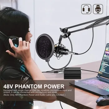 phantom napájaním 48V dodanie live vysielanie zvuková karta, nabíjačka mikrofón napájanie adaptér kondenzátorových mikrofónov - Obrázok 2  