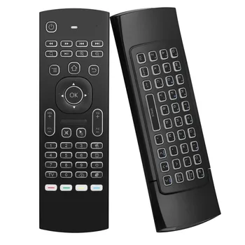 MX3 Vzduchu Myš Bezdrôtová Klávesnica s podsvietením, Smart Diaľkové Ovládanie 2.4 G RF pre X96 Tx3 H96 Android TV Box - Obrázok 1  