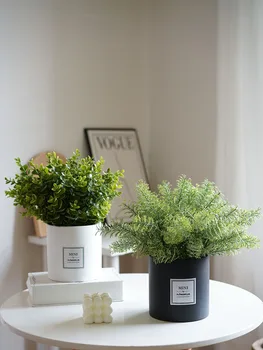Nordická zelená rastlina simulácia Eukalyptu stôl dekorácie, vázy rastlín črepníkové obývacej miestnosti dekorácie - Obrázok 1  