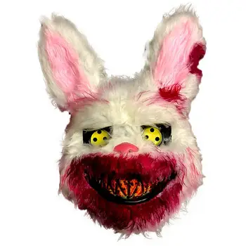 2020 Plyšový Zajačik Maska Strašidelné Masky Odolné Realistické Krvavé Simulácia Králik Pokrývky Hlavy Výkon Prop Pre Halloween Maškarády - Obrázok 1  