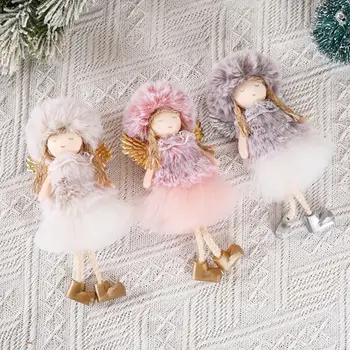 Multicolor Vianočné Závesné Prívesky Angel Girl Bábika Plyšový Vianočný Strom Dekorácie, Party Dodávky Festival Prospech Drop Ozdoby - Obrázok 1  