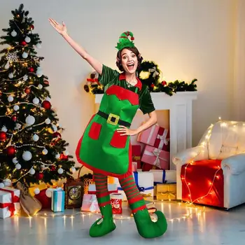 Vianočné Zelené Elf Oblečenie Cosplay Rodič-Dieťa, Rodina, Karneval, Party Nový Rok Maškarný Ženy, Dievčatá Vianočné Oblek - Obrázok 2  